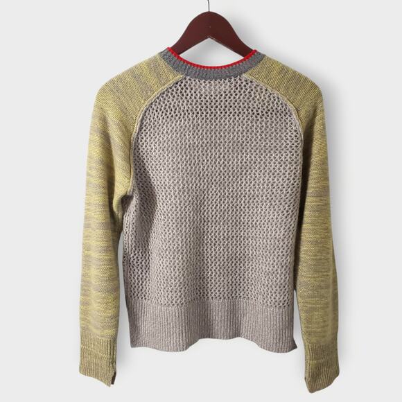 Raquel Allegra Lilith Cashmere Sweater in Concrete Contrast Open Knit Sz 1(US-M) - Picture 6 of 14